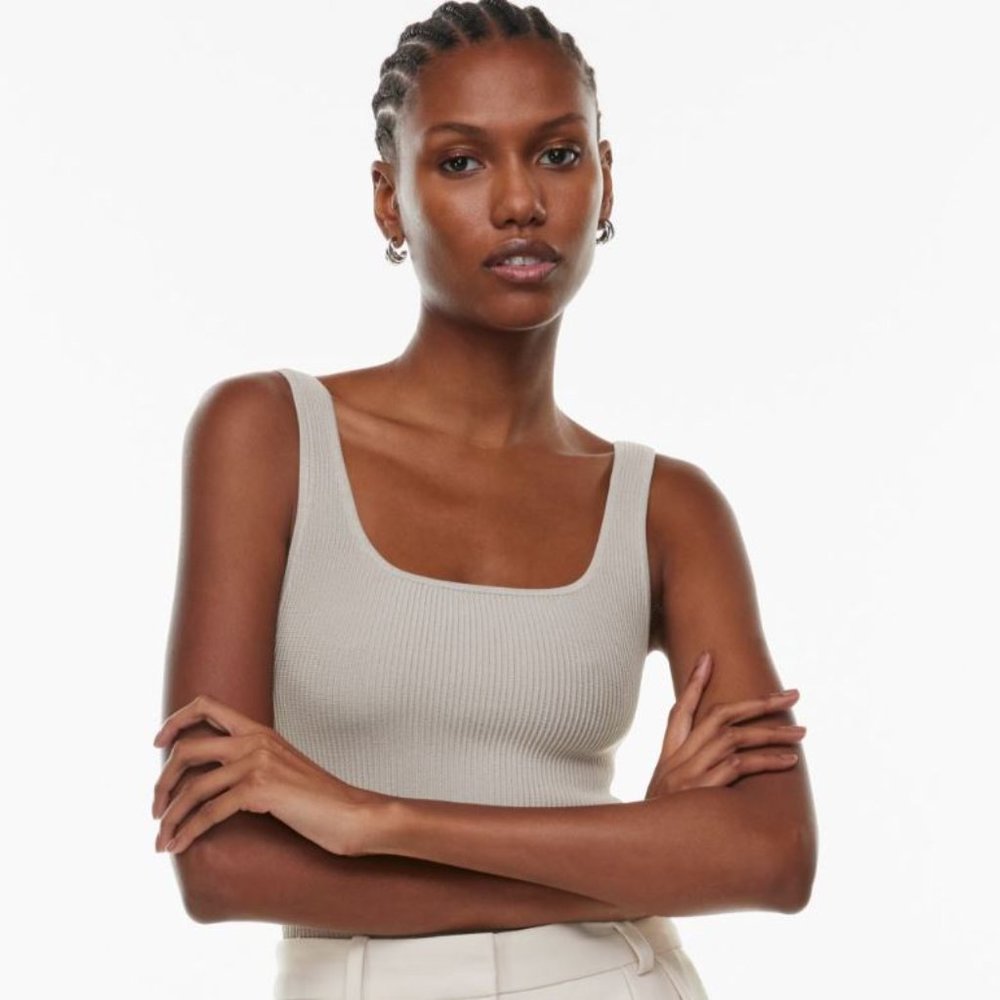 Babaton Ribbed Squareneck Tank - Pale Green (Never Worn!)